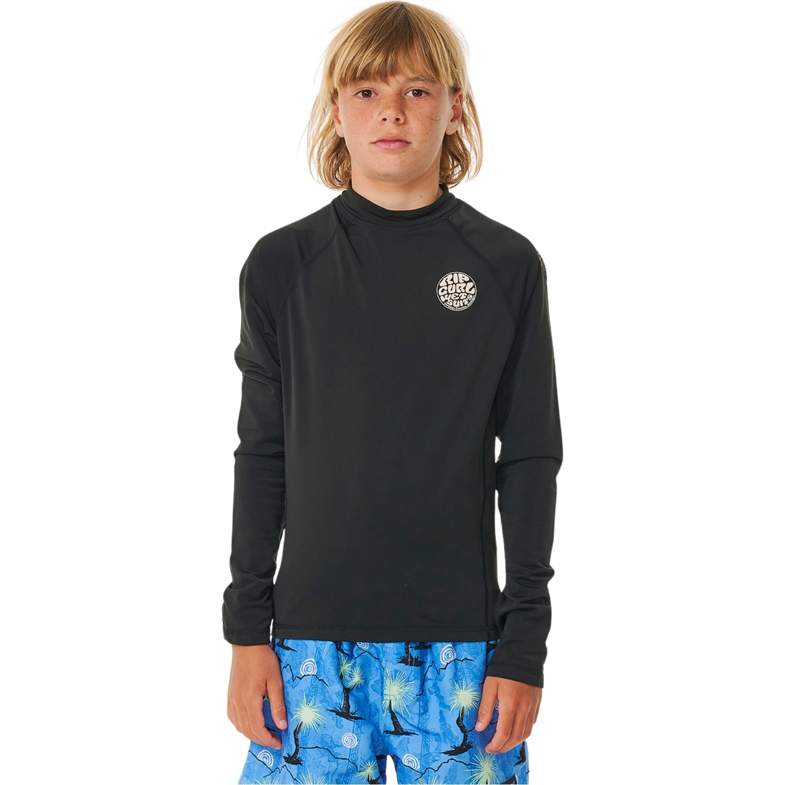 2026 Rip Curl Juniors Icons UV Brushed Long Sleeve Rash Vest 11YBRV - Black